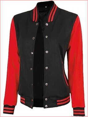 Fleece Bomber Varsity Jacket Snap Button Letterman Coat